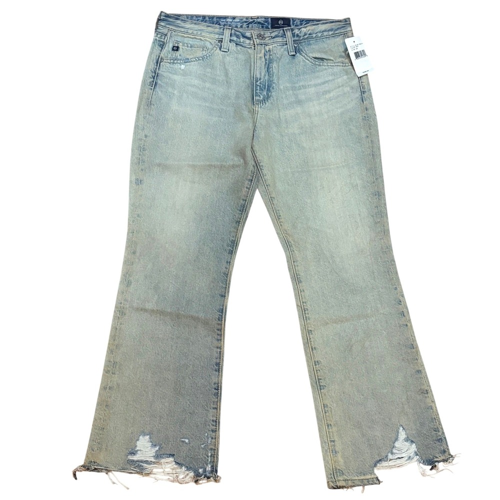 AG Jeans Pants Womens 28 Blue Jodi Crop High Rise Flare Distressed Dirt Wash NWT